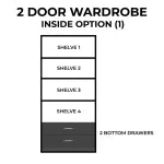 1-HALF MIRROR 2-DOOR WARDROBE SET ( Assembled )