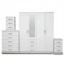 1-HALF MIRROR 4 DOOR WARDROBE SET (Assembled)