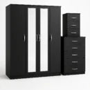 2-FULL CENTER MIRROR 4 DOOR WARDROBE SET (Assembled)