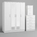 2-FULL CENTER MIRROR 4 DOOR WARDROBE SET (Assembled)