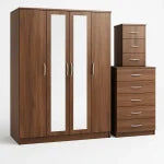 2-FULL MIRROR 4 DOOR WARDROBE SET (Assembled)