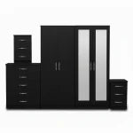2-FULL MIRROR 4 DOOR WARDROBE SET (Assembled)