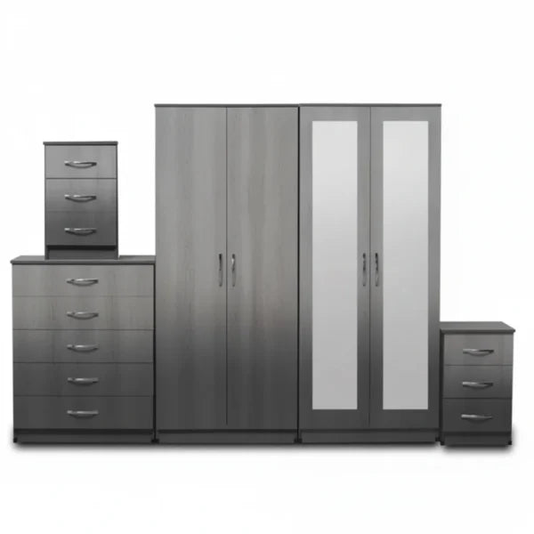 2-FULL MIRROR 4 DOOR WARDROBE SET (Assembled)