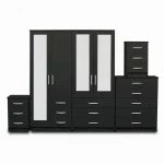 1-FULL, 2-HALLF MIRROR 4 DOOR WARDROBE SET (Assembled)