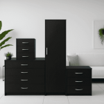 1 Door Wardrobe Set Black ( Assembled )