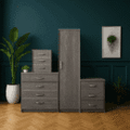 1 Door Wardrobe Set Grey ( Assembled )