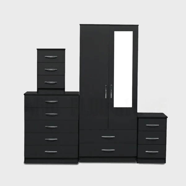 1-HALF MIRROR 2-DOOR WARDROBE SET ( Assembled )
