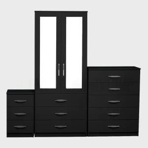 1 Door Wardrobe Set Black ( Assembled )