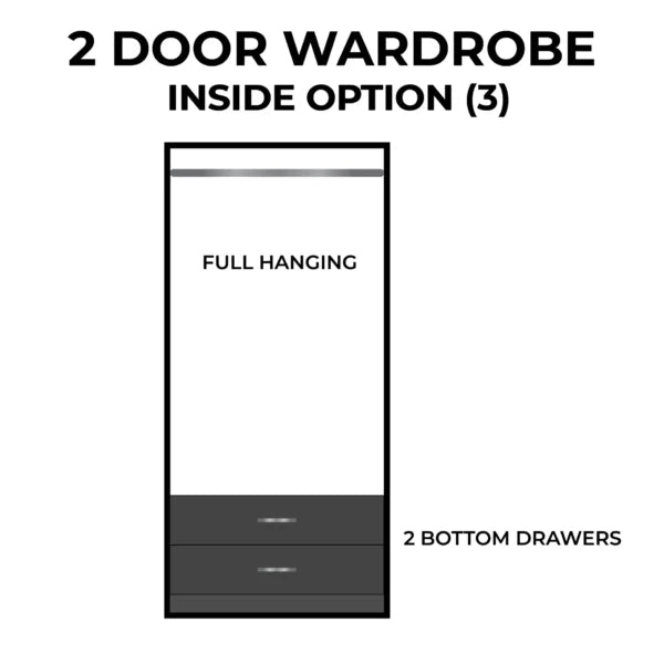 1-HALF MIRROR 2-DOOR WARDROBE SET ( Assembled )