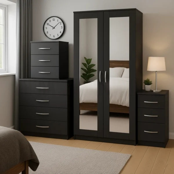2-FULL MIRROR 2 DOOR WARDROBE SET (Assembled)