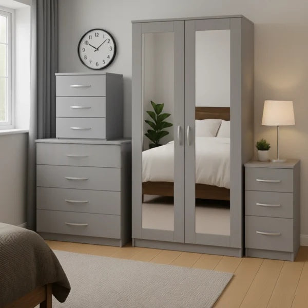 2-FULL MIRROR 2 DOOR WARDROBE SET (Assembled)