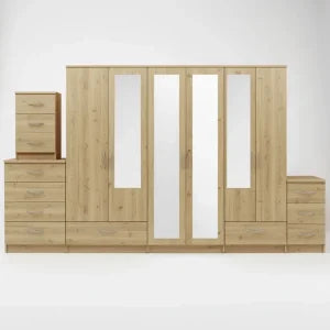 2-FULL, 2-HALF MIRROR 6 DOOR WARDROBE (Assembled)