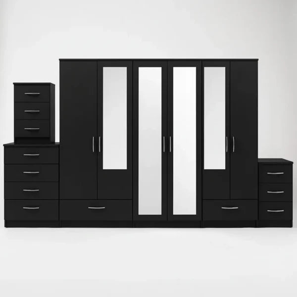 2-FULL, 2-HALF MIRROR 6 DOOR WARDROBE (Assembled)