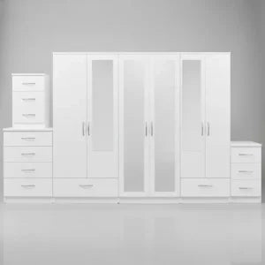 2-FULL, 2-HALF MIRROR 6 DOOR WARDROBE (Assembled)