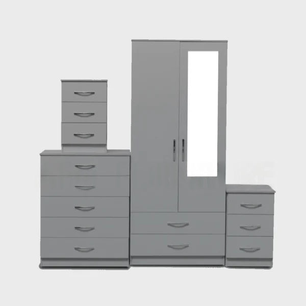 1-HALF MIRROR 2-DOOR WARDROBE SET ( Assembled )